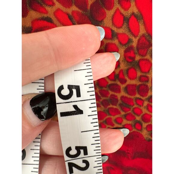 90s Vintage Dress Womens Large Red Maxi Black Brown Animal Print Grunge Artsy - Picture 7 of 8